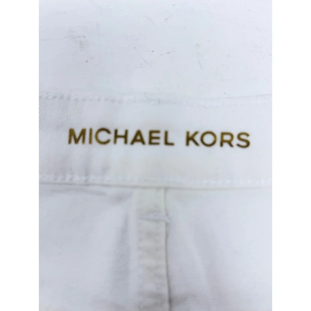 Michael Kors White Front Seam Straight Leg Denim Jeans Pants Womens Size 6 Gold